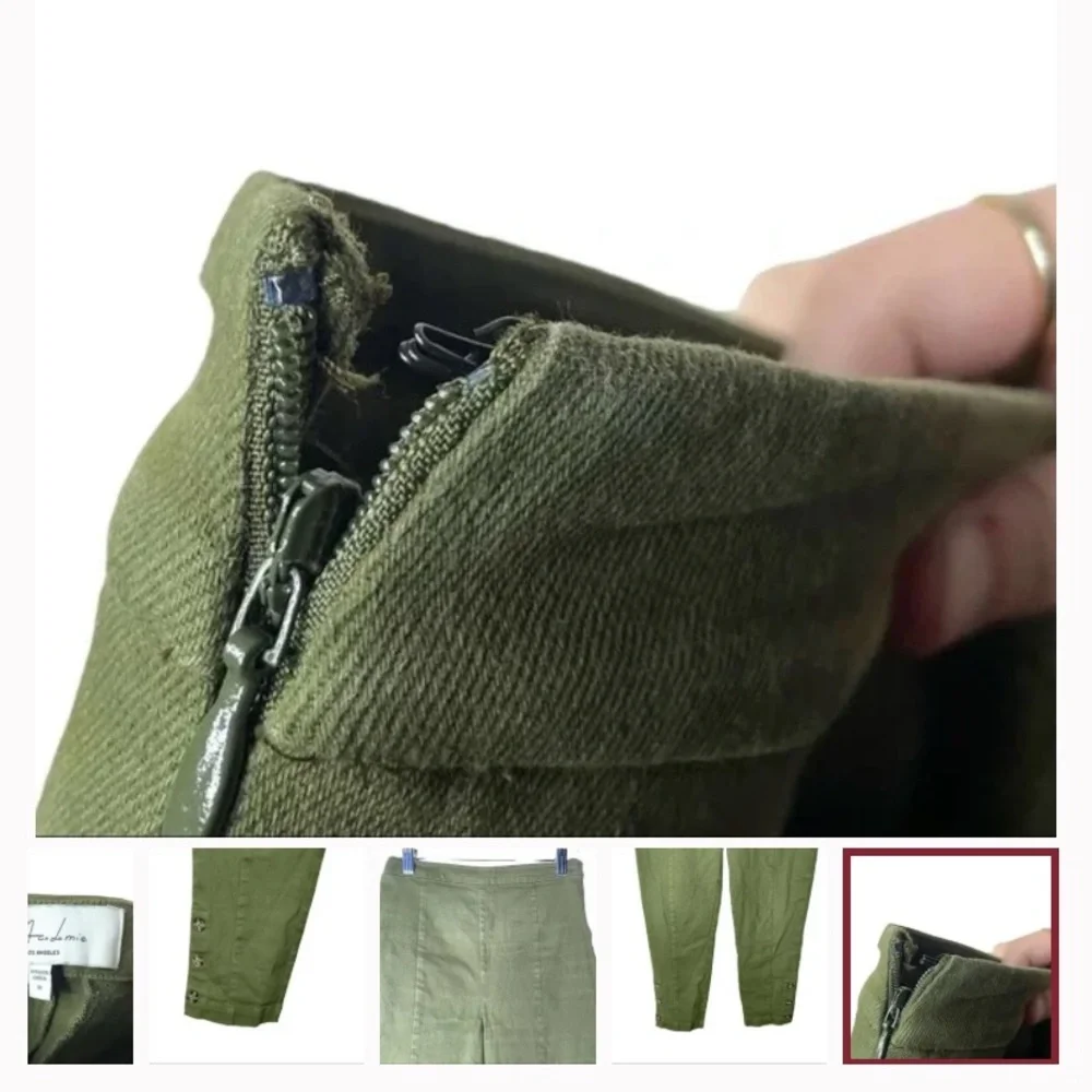 L’academié Revolve Alloy Skinny Pant in Olive green size large side zip - Picture 4 of 4